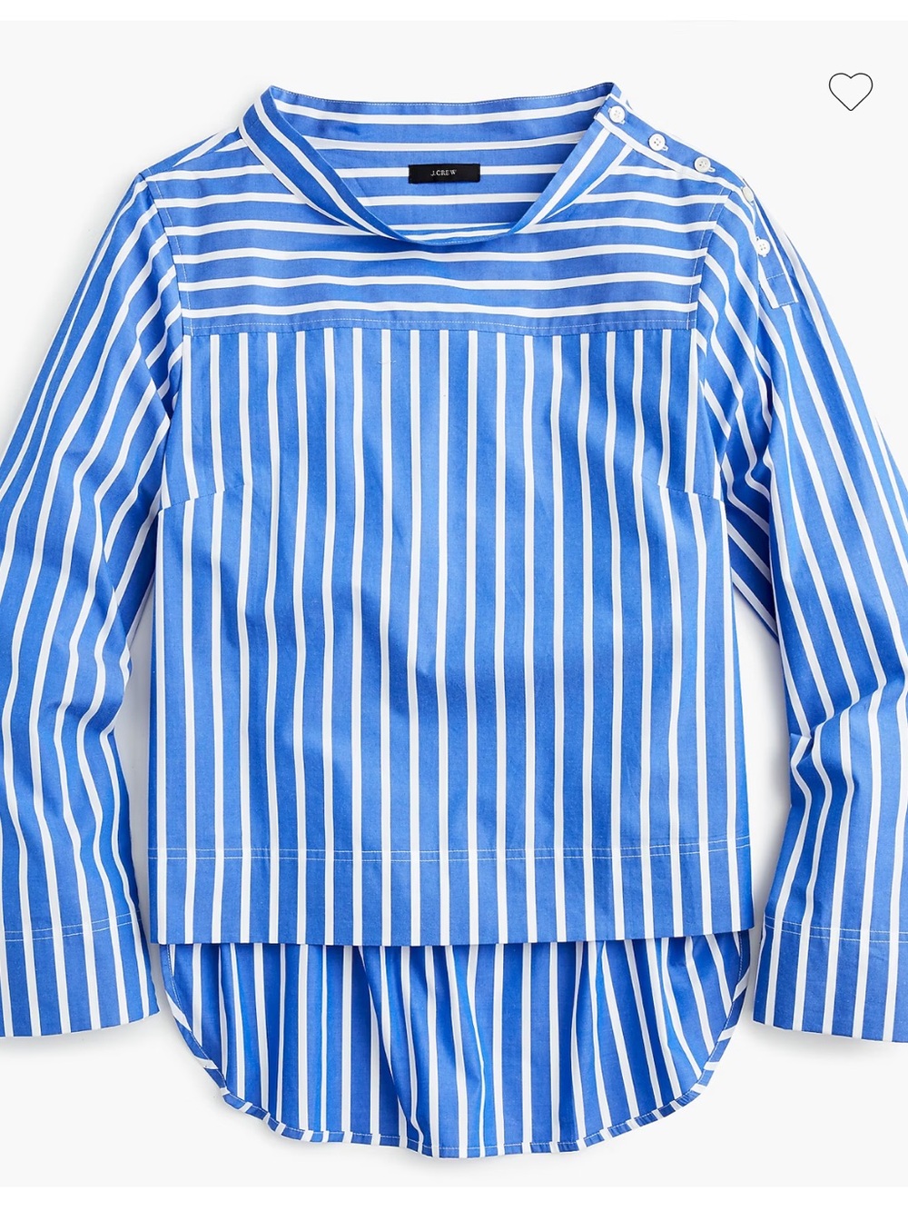 Coastal Prep Blue Striped Funnel Neck Tunic Top Nautical Old Money Button - Picture 2 of 10